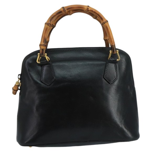 GUCCI Bamboo Hand Bag Leather Black Gold 000 2058 0290 0 Auth kk384 - Picture 2 of 16